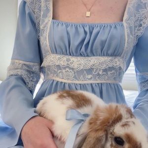 🐇 [SOLD ON DEPOP] LANA DEL REY INSPIRED COQUETTE LACE BLUE DRESS